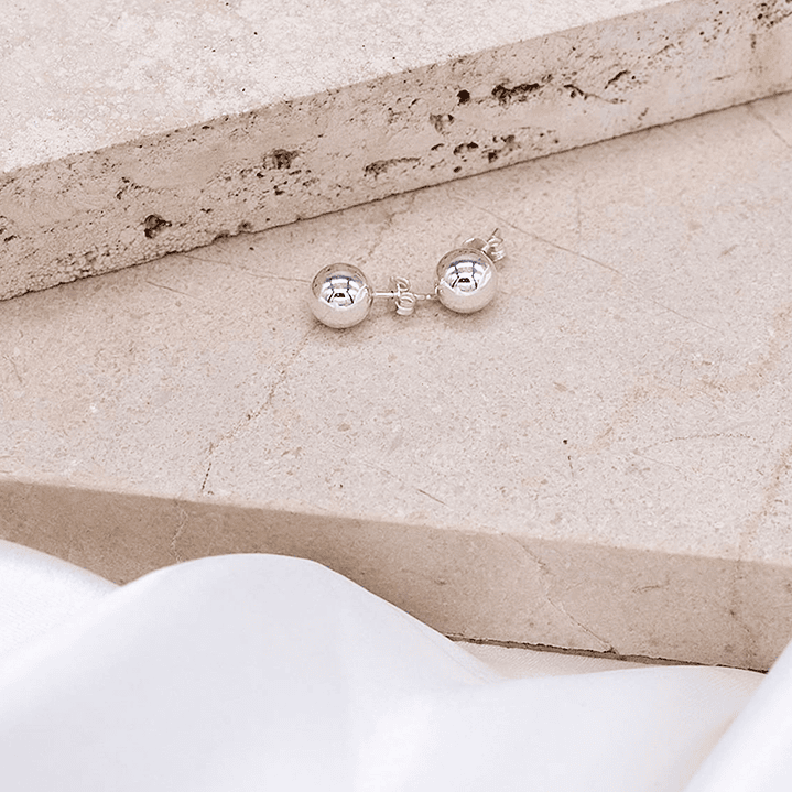 Aritos De Plata 925 Bolitas 8mm 3