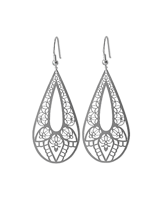 Aros De Plata 925 Gotas Filigrana Bohemias