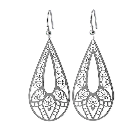 Aros De Plata 925 Gotas Filigrana Bohemias