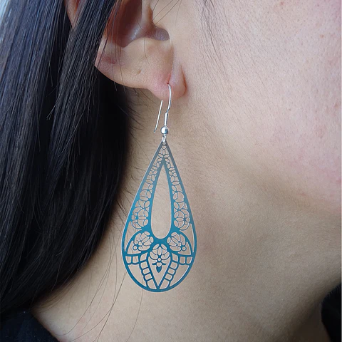Aros De Plata 925 Gotas Filigrana Bohemias