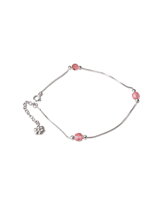 Tobillera De Plata 925 Con Cristal Rosa