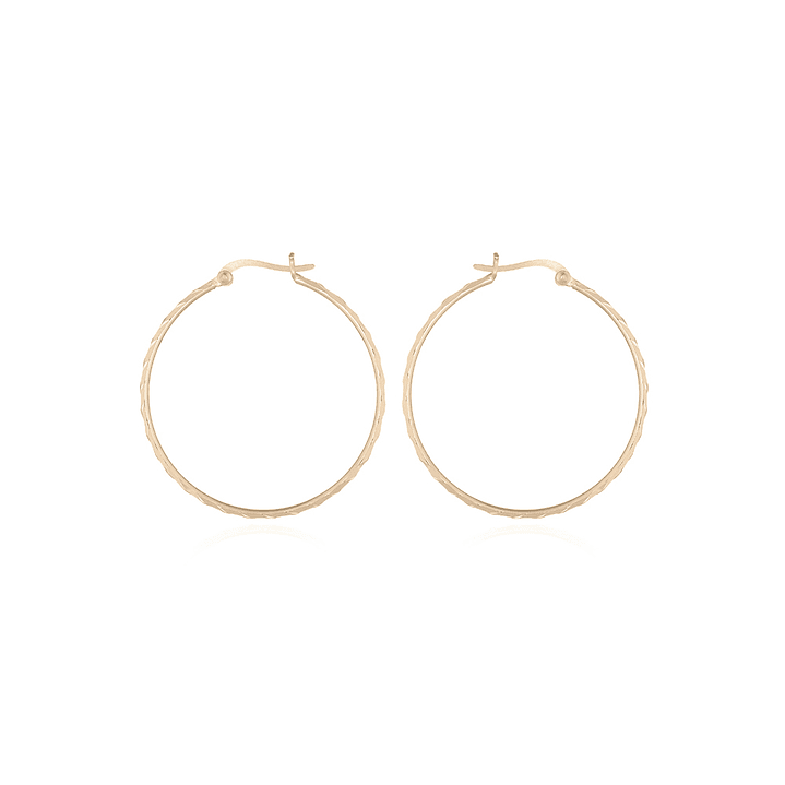 Aros De Plata Con Baño De Oro Argollas Facetadas 1