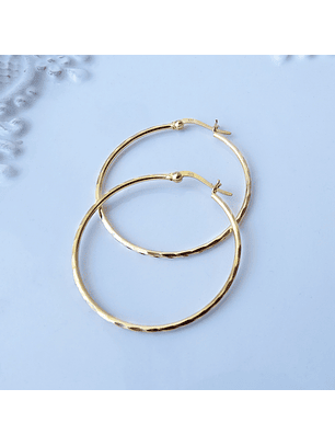 Aros De Plata Con Baño De Oro Argollas Facetadas