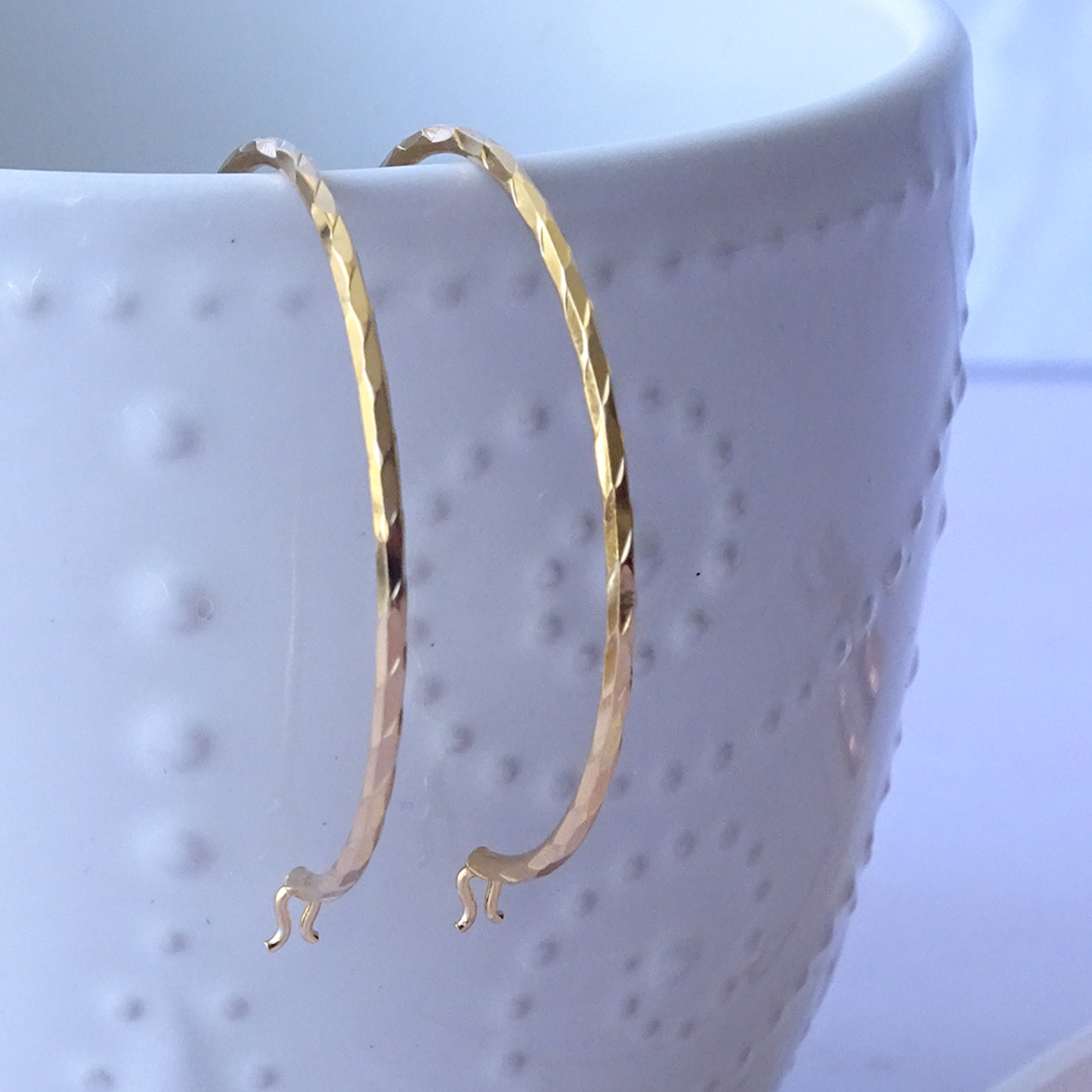 Aros De Plata Con Baño De Oro Argollas Facetadas 4