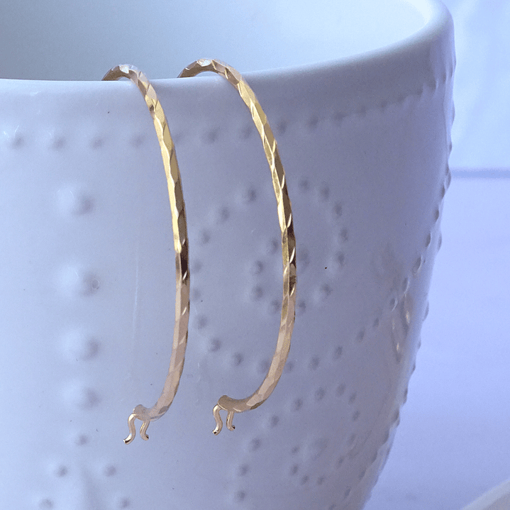 Aros De Plata Con Baño De Oro Argollas Facetadas 4