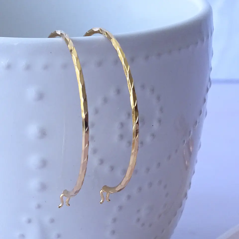 Argollas Baño de Oro 18k · Facetadas 40 mm 3