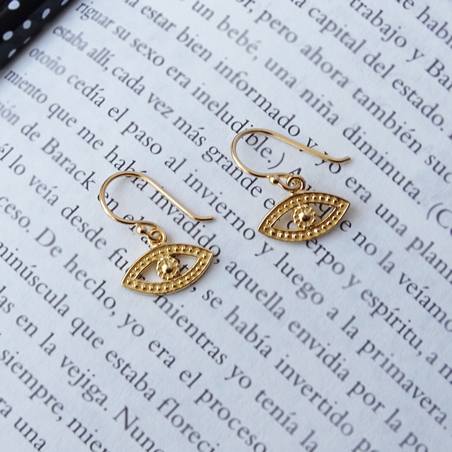 Aros De Plata Con Baño De Oro Ojo Turco 3