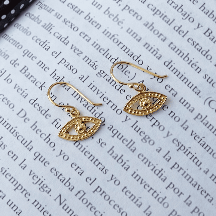 Aros De Plata Con Baño De Oro Ojo Turco 3