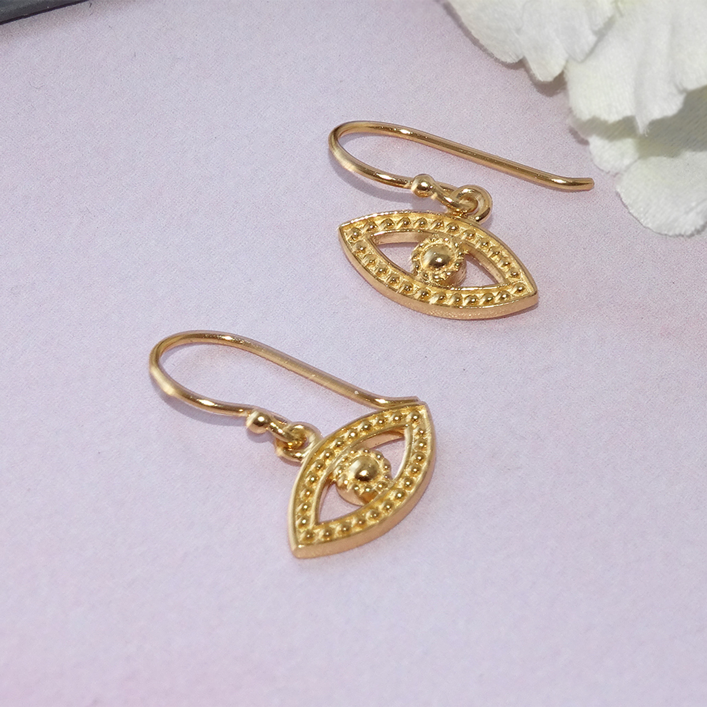 Aros De Plata Con Baño De Oro Ojo Turco 4