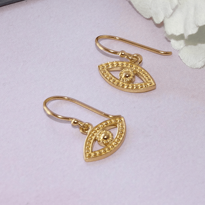 Aros De Plata Con Baño De Oro Ojo Turco 4