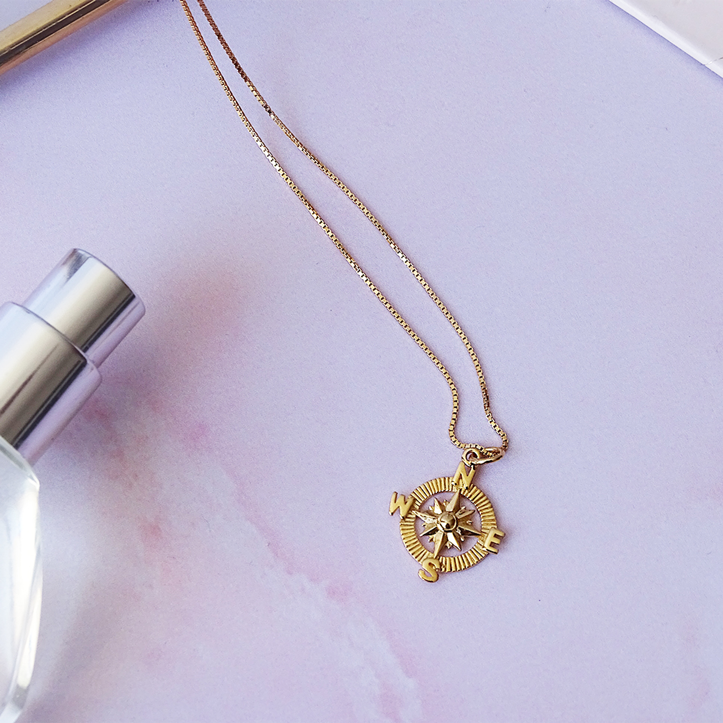 Collar De Plata Con Baño De Oro Brújula 2