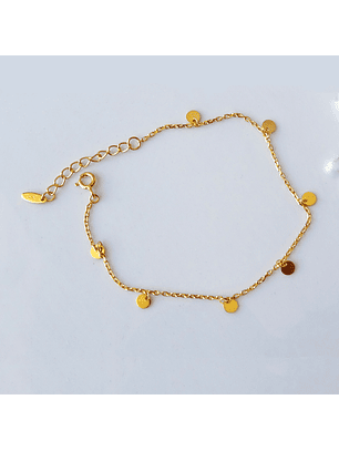 Pulsera De Plata Bañado En Oro Mini Medallas
