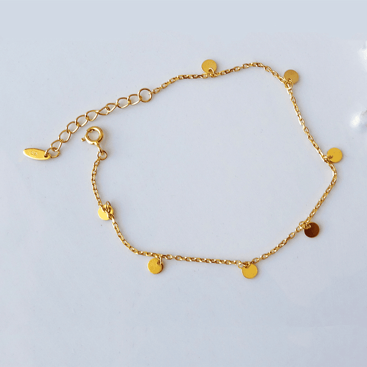 Pulsera De Plata Bañado En Oro Mini Medallas 2