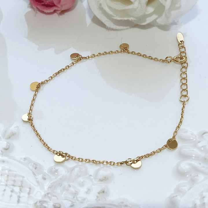 Pulsera De Plata Bañado En Oro Mini Medallas 3