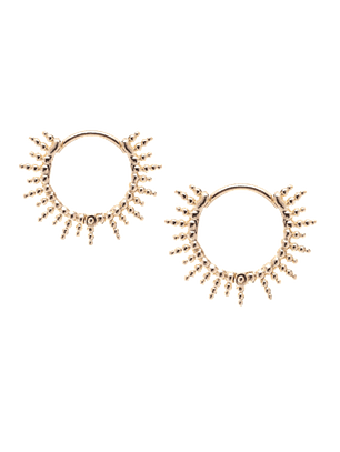 Aros De Plata Con Baño De Oro Argollas Sol Dorado