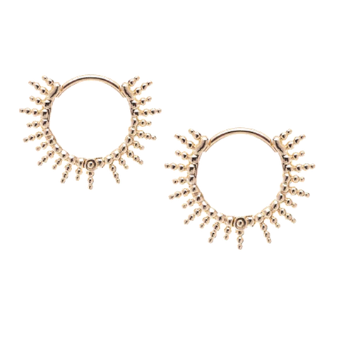 Aros De Plata Con Baño De Oro Argollas Sol Dorado