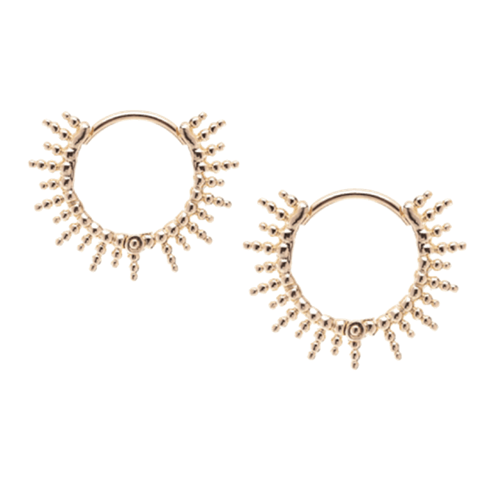 Aros De Plata Con Baño De Oro Argollas Sol Dorado 1