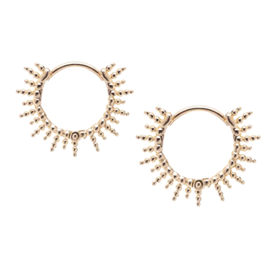 Aros De Plata Con Baño De Oro Argollas Sol Dorado 1