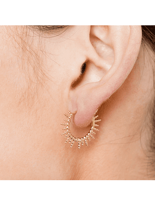 Aros De Plata Con Baño De Oro Argollas Sol Dorado