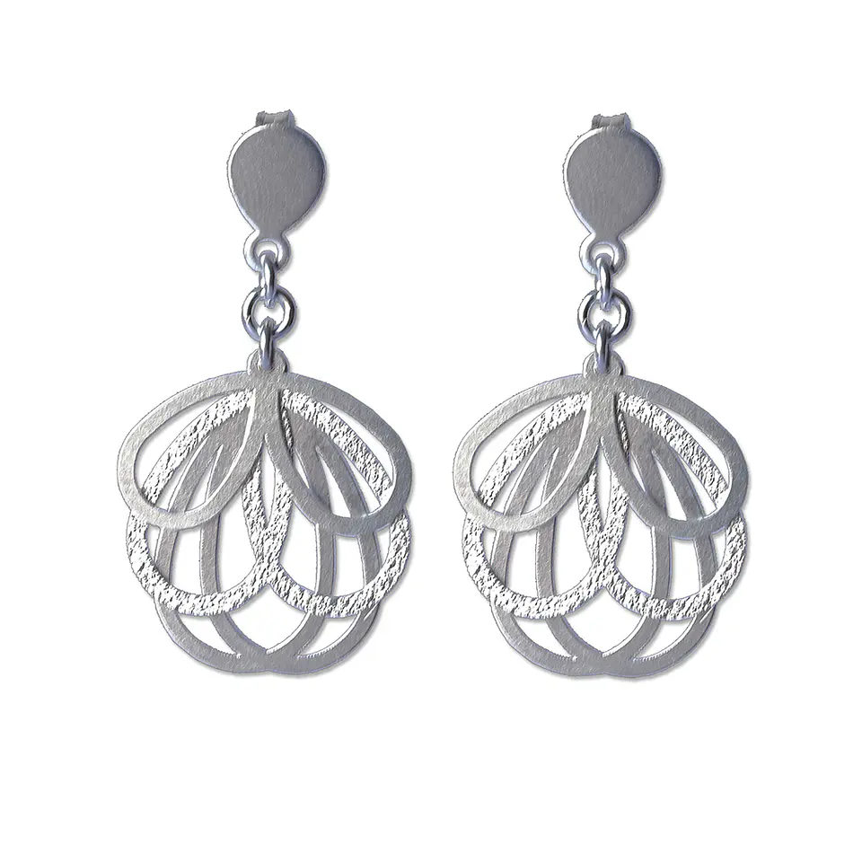Aros De Plata 925 Petalos 1