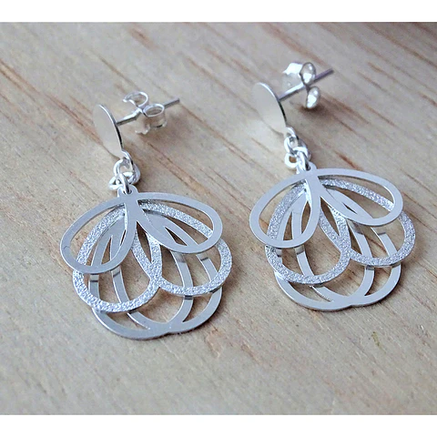 Aros De Plata 925 Petalos