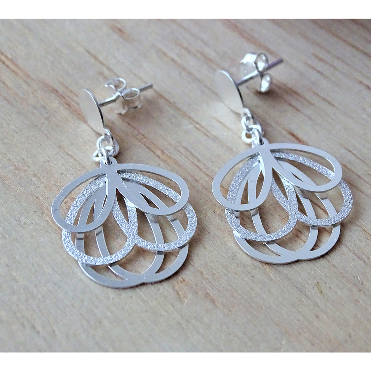 Aros De Plata 925 Petalos 2