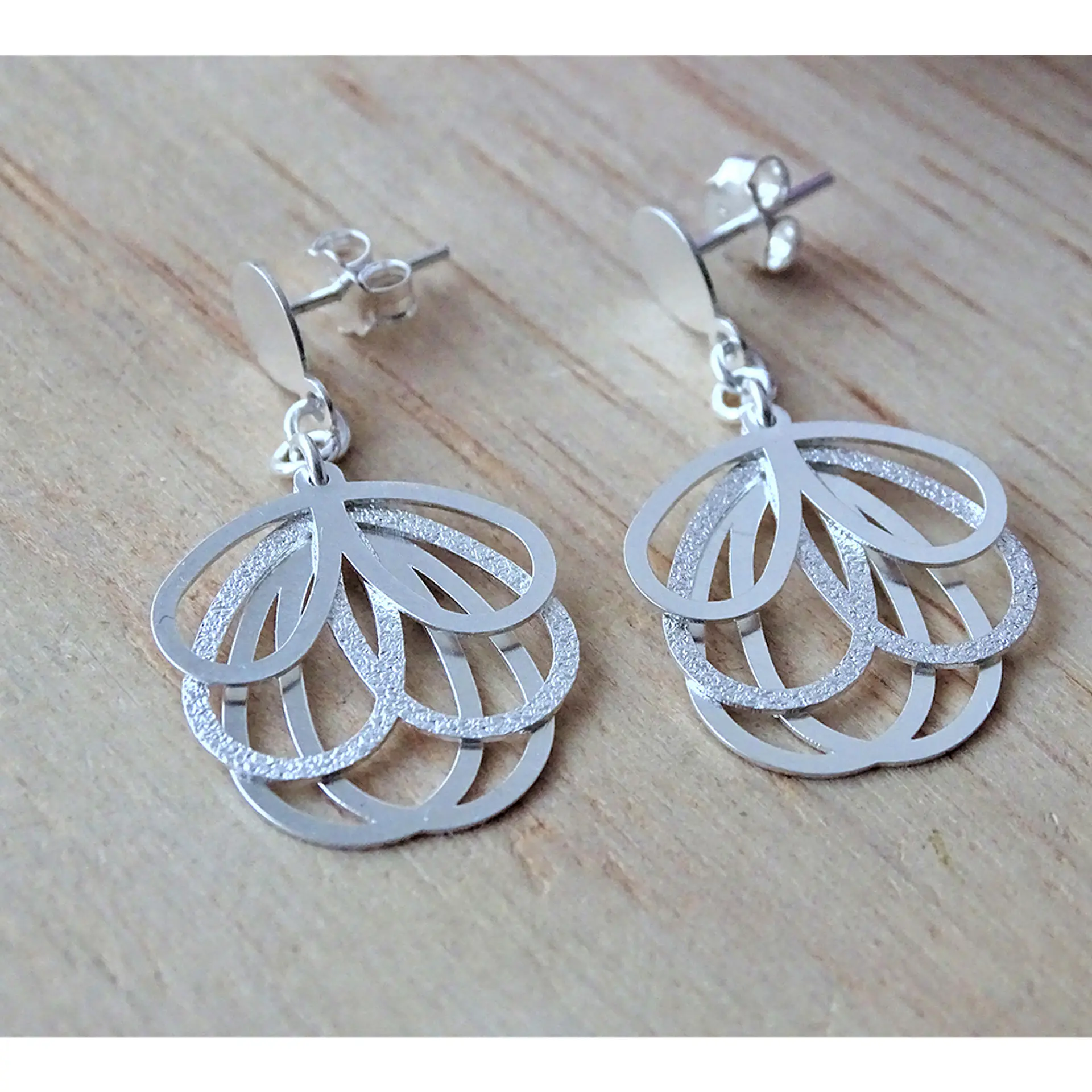 Aros De Plata 925 Petalos 2