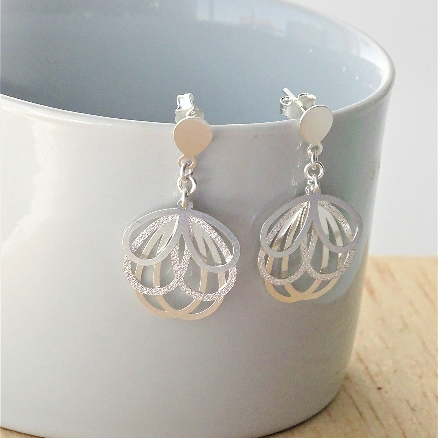 Aros De Plata 925 Petalos 3