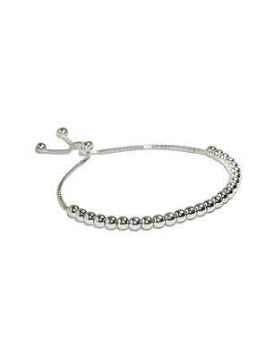 Pulsera De Plata Ley 925 Ajustable Con Bolitas 