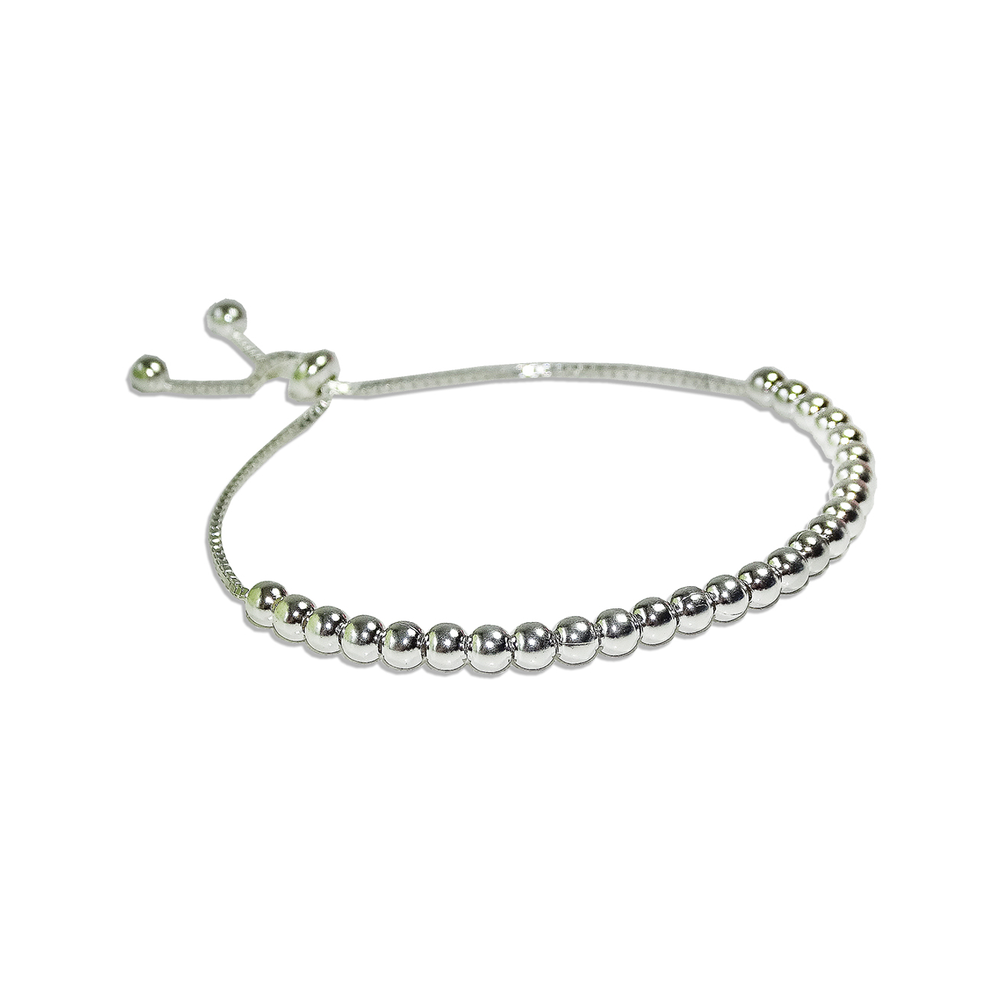 Pulsera De Plata Ley 925 Ajustable Con Bolitas  1