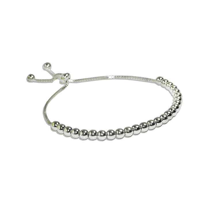 Pulsera De Plata Ley 925 Ajustable Con Bolitas  1