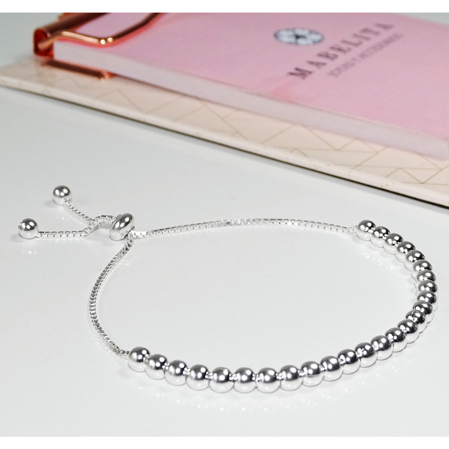 Pulsera De Plata Ley 925 Ajustable Con Bolitas  4
