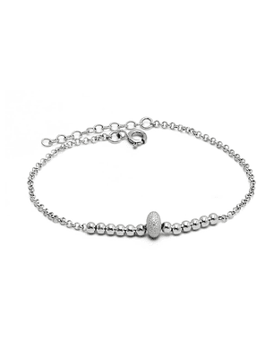 Pulsera De Plata 925 Cuenta Satinada