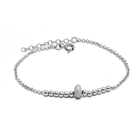 Pulsera De Plata 925 Cuenta Satinada