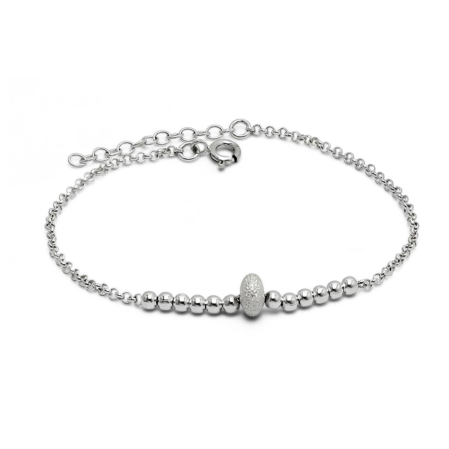 Pulsera De Plata 925 Cuenta Satinada 1
