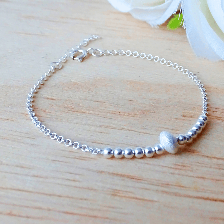 Pulsera De Plata 925 Cuenta Satinada 2