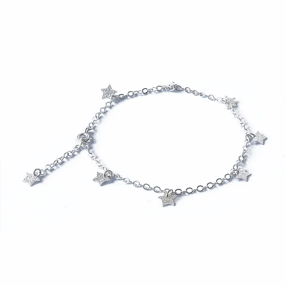 Tobillera De Plata 925 Estrellas 1