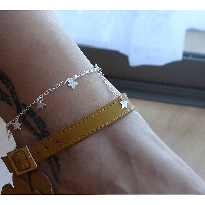 Tobillera De Plata 925 Estrellas 2