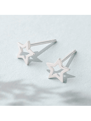 Aritos De Plata 925 Estrellas Abiertas