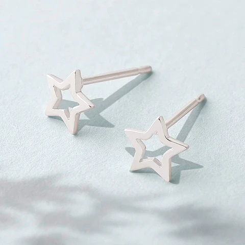 Aritos De Plata 925 Estrellas Abiertas