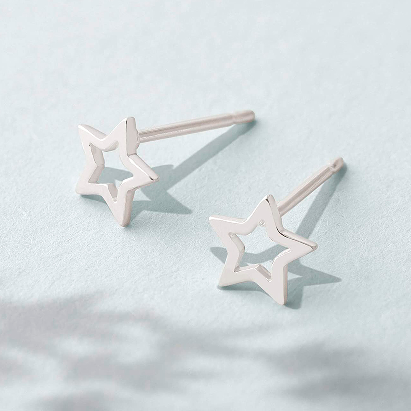 Aritos De Plata 925 Estrellas Abiertas 2