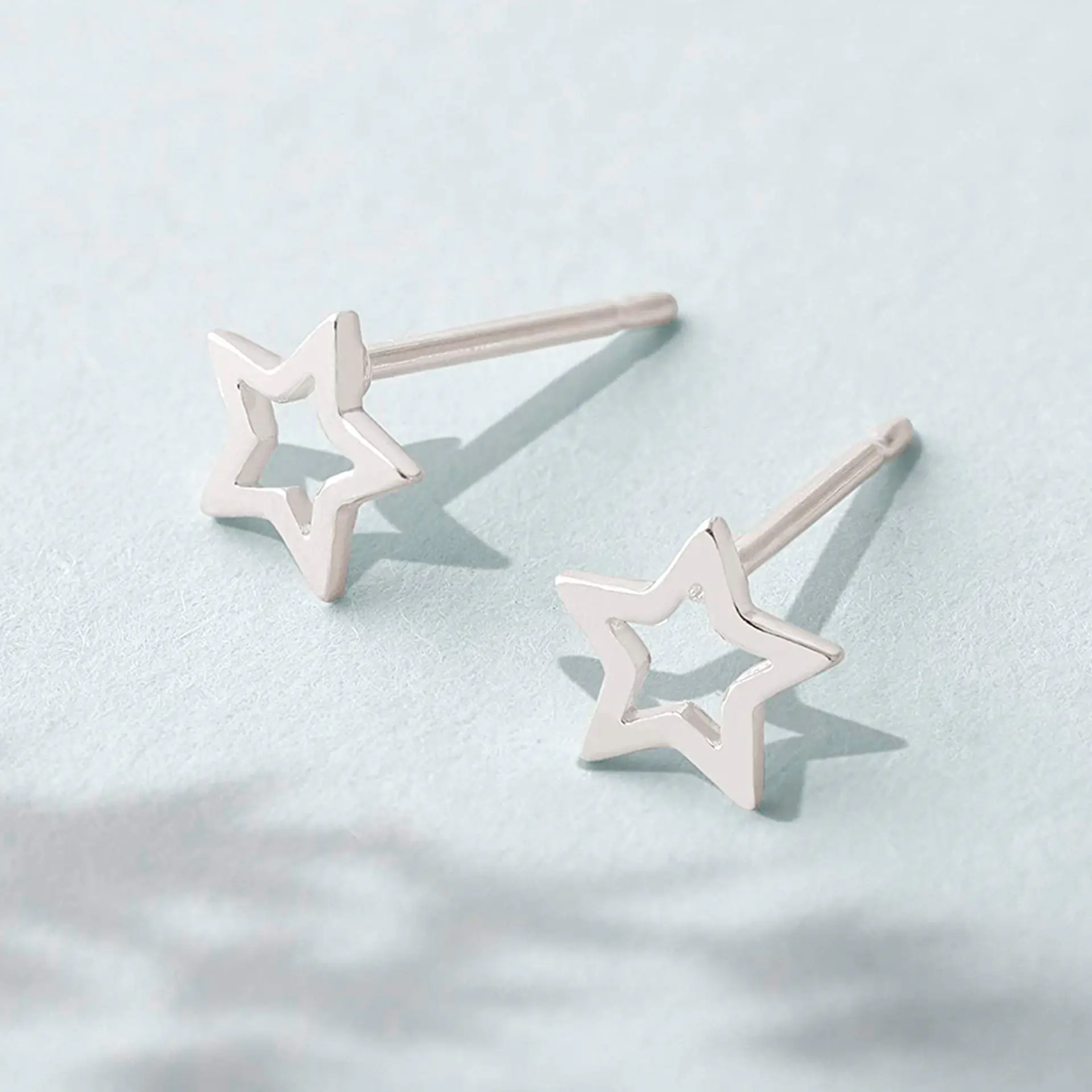 Aritos De Plata 925 Estrellas Abiertas 2