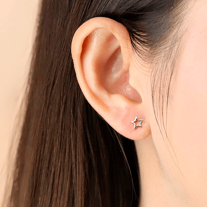 Aritos De Plata 925 Estrellas Abiertas 3