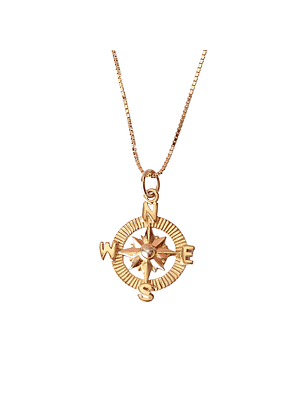 Collar De Plata Con Baño De Oro Brújula