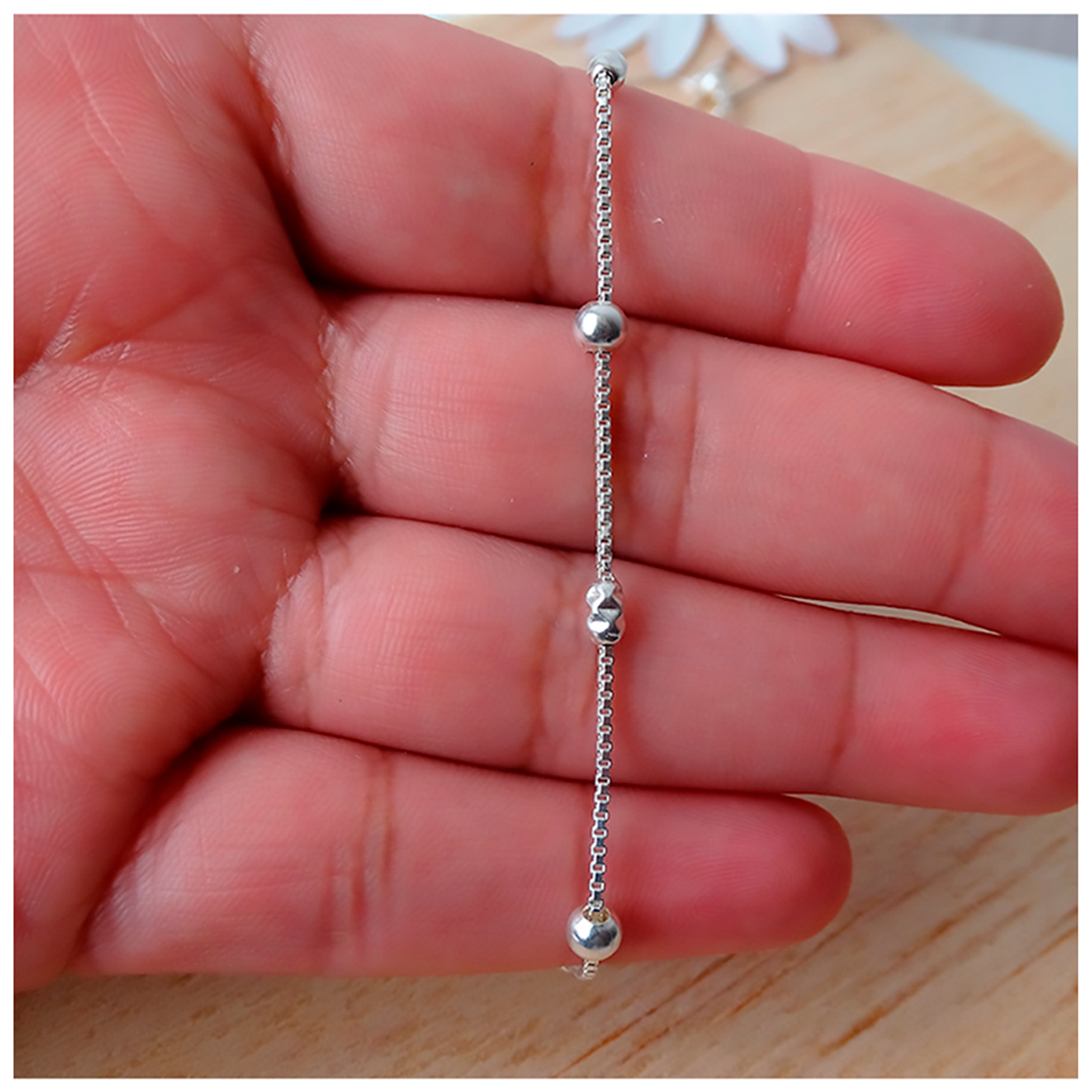 Pulsera De Plata 925 Puntos y Porotos  2