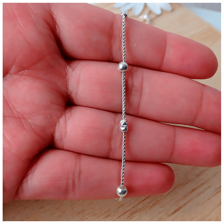 Pulsera De Plata 925 Puntos y Porotos  2