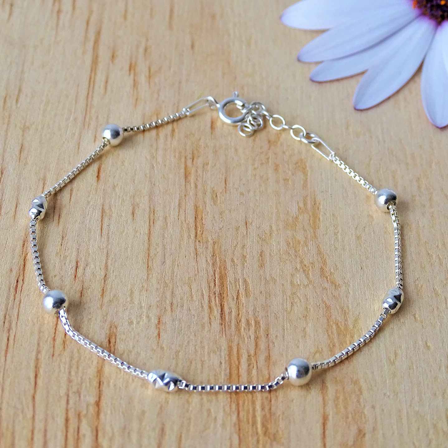 Pulsera De Plata 925 Puntos y Porotos  3