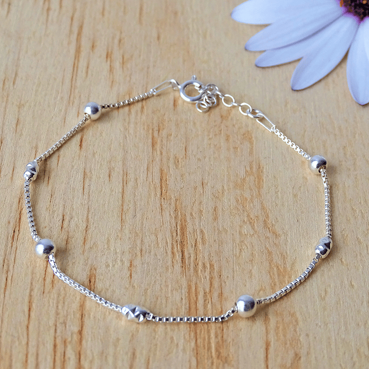 Pulsera De Plata 925 Puntos y Porotos  3