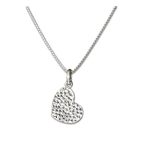 Cadena De Plata 925 Veneciana & Corazón Martillado