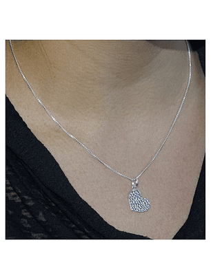 Cadena De Plata 925 Veneciana & Corazón Martillado
